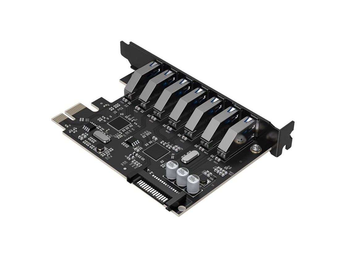 Placa de Expansão Orico PVU3 PCI-E 7x USB 3.0 para Desktop - Preta