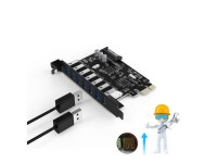Placa de Expansão Orico PVU3 PCI-E 7x USB 3.0 para Desktop - Preta Placa de Expansão Orico PVU3 PCI-E 7x USB 3.0 para Desktop - Preta