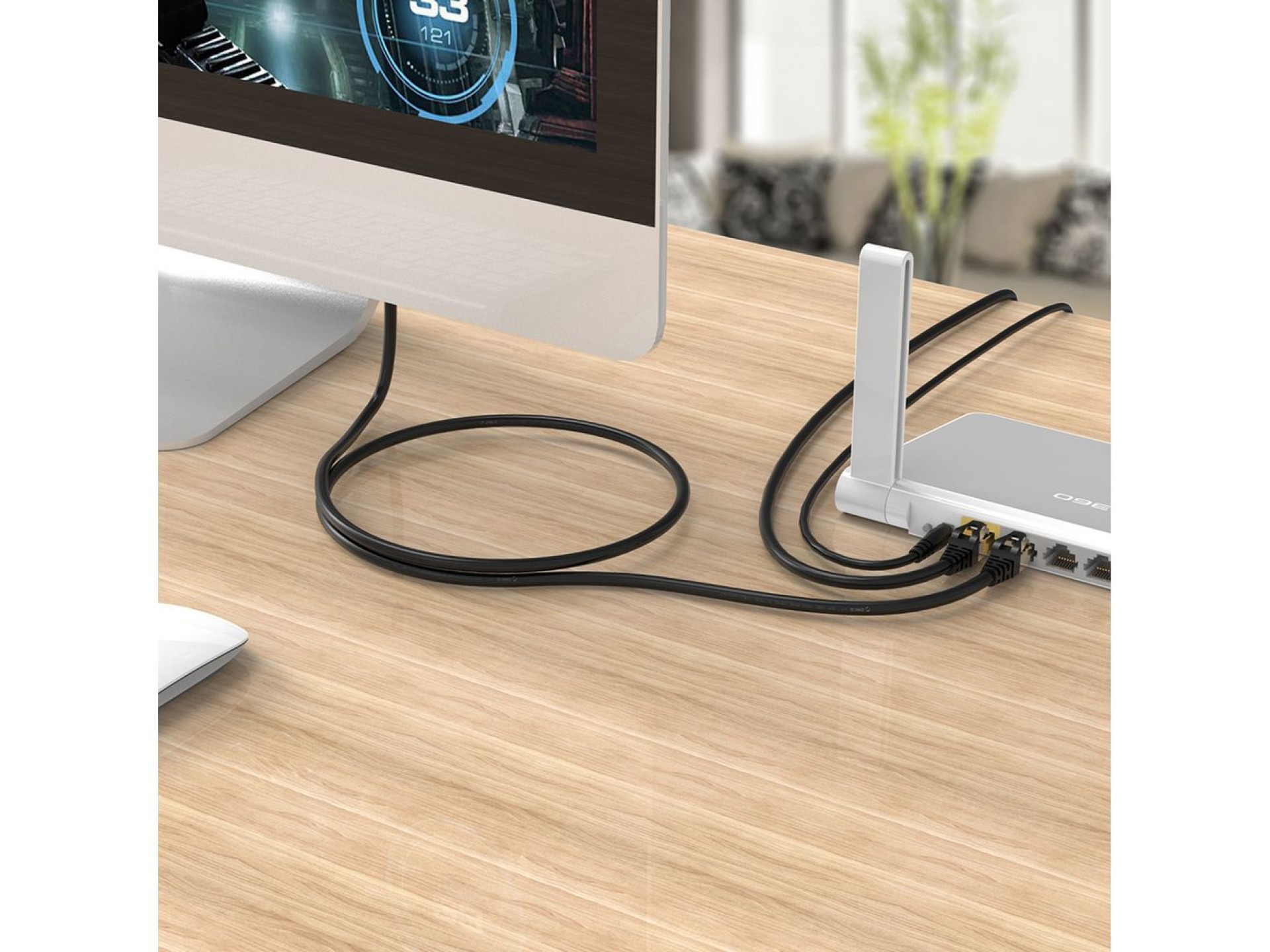 Orico PUG-C7 CAT7 10Gbps RJ45 Ethernet Network Cable Internet LAN Round 20m - Black