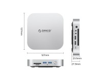Estação de acoplamento Orico MiniLink 9 em 1 com compartimento para SSD M.2 - Prateada Estação de acoplamento Orico MiniLink 9 em 1 com compartimento para SSD M.2 - Prateada