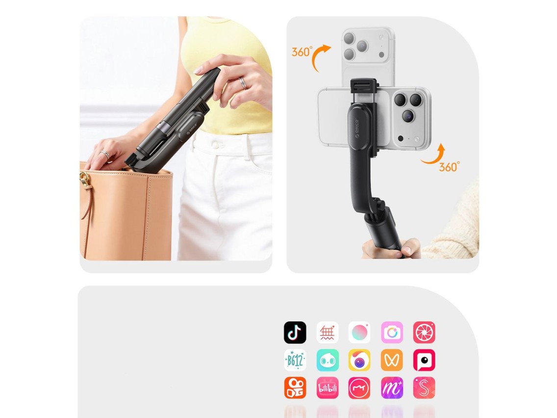 Mini trípode de aluminio Orico SPV90 para selfies con Bluetooth y rotación de 360 ??grados - negro