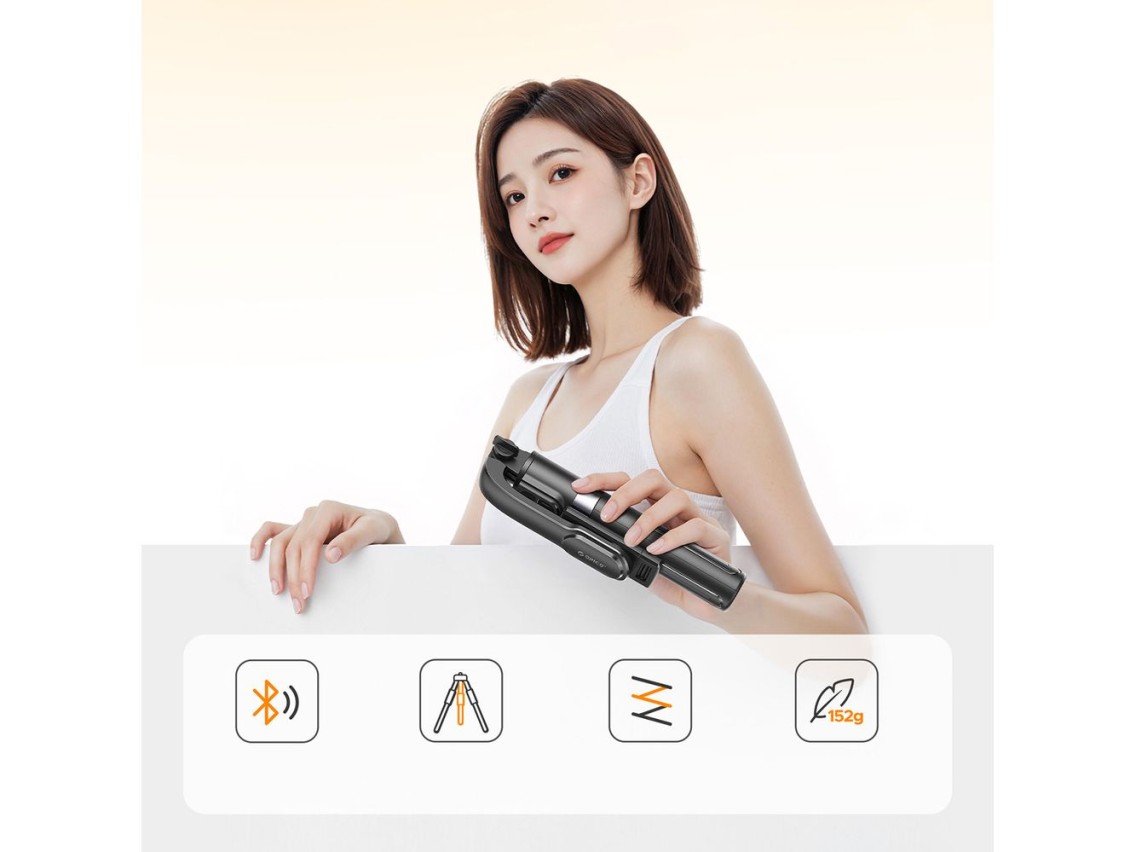 Mini trípode de aluminio Orico SPV90 para selfies con Bluetooth y rotación de 360 ??grados - negro