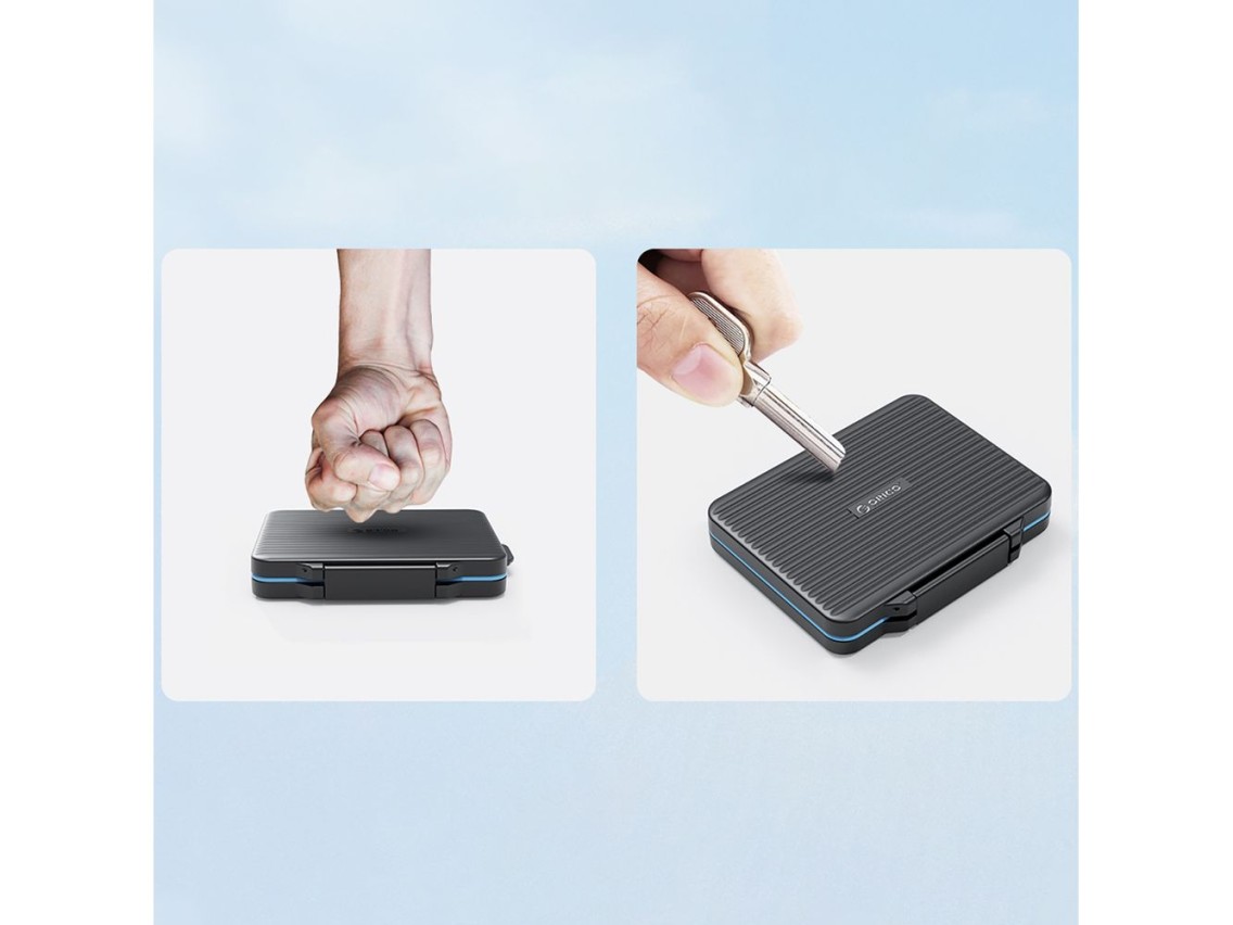 Estojo Orico PHCD para cartões de memória e mídias de dados, preto, compatível com SSDs de 2,5", HDD