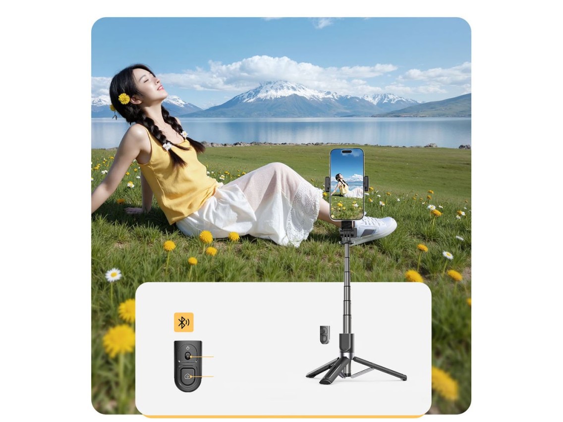 Mini trípode de aluminio Orico SPV90 para selfies con Bluetooth y rotación de 360 ??grados - negro