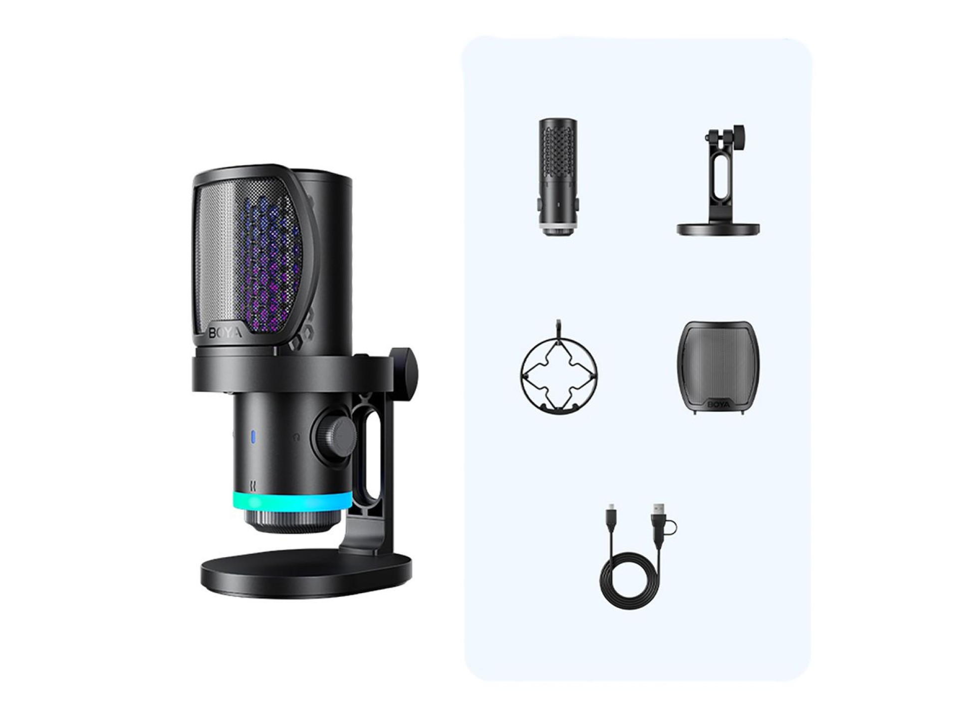 Microfone para jogos com fio BOYA CastMic G40 USB-C - Preto