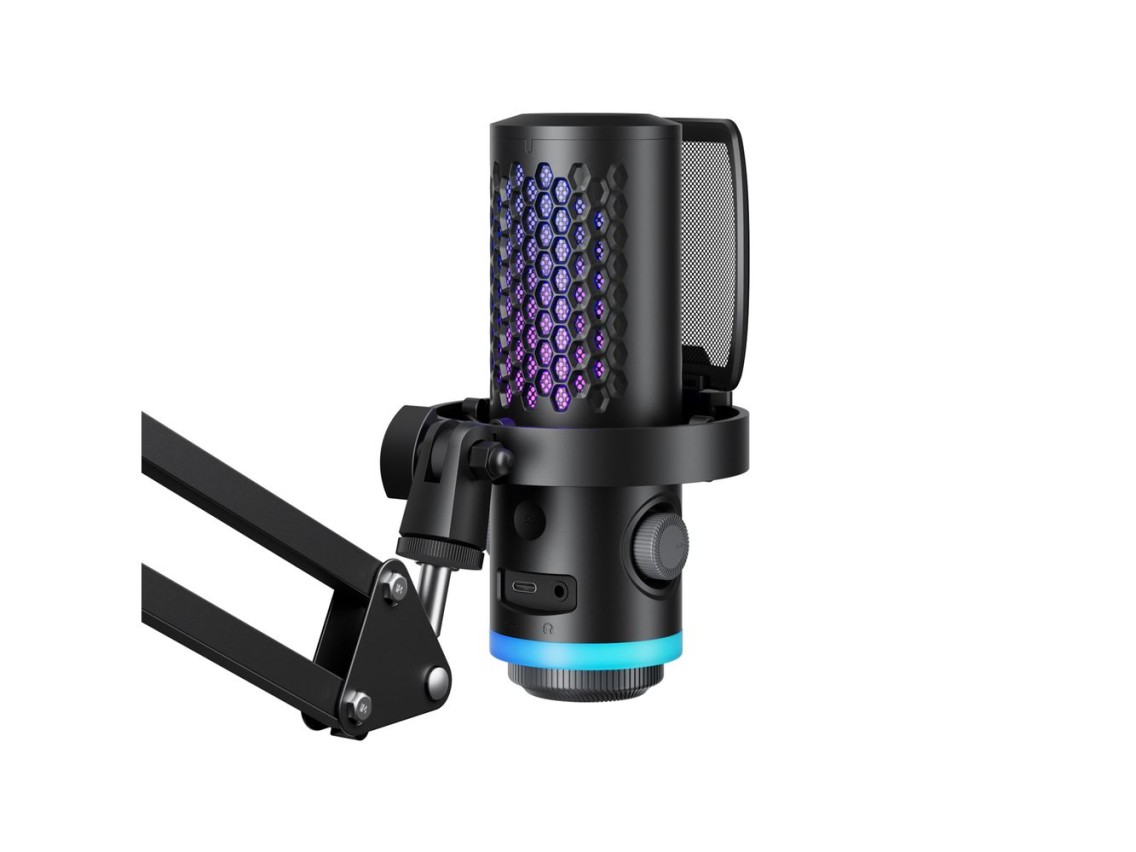 Micrófono para juegos con cable BOYA CastMic G40B con brazo, USB-C - Negro