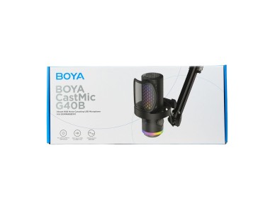 Microfone para jogos com fio BOYA CastMic G40B com bra�o articulado, USB-C - Preto