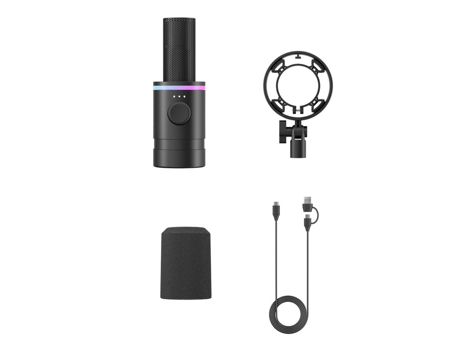 Microfone dinâmico com fio para jogos BOYA CastMic S60, USB XLR - Preto