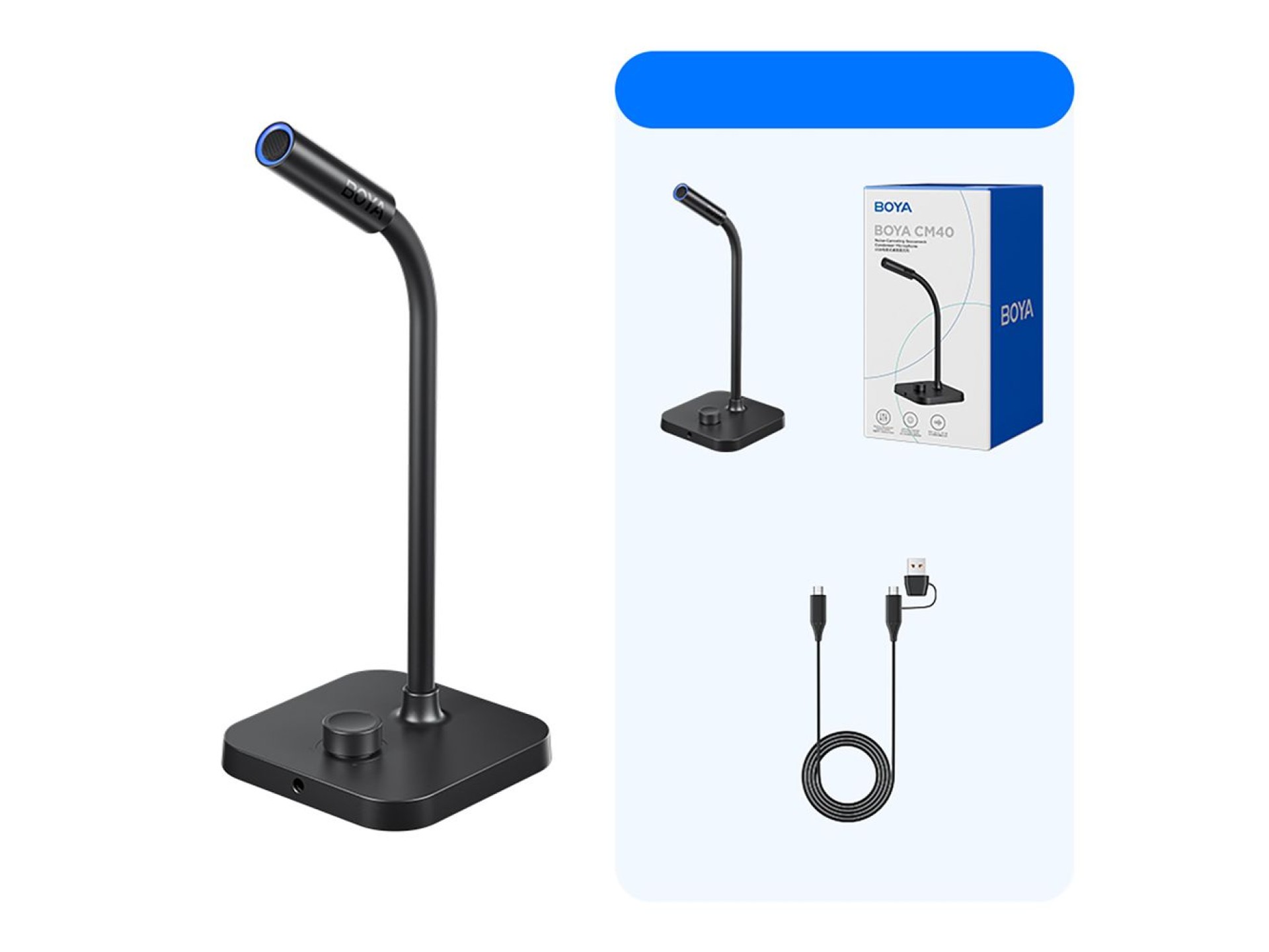 Microfone de conferência com fio BOYA CM40 - preto