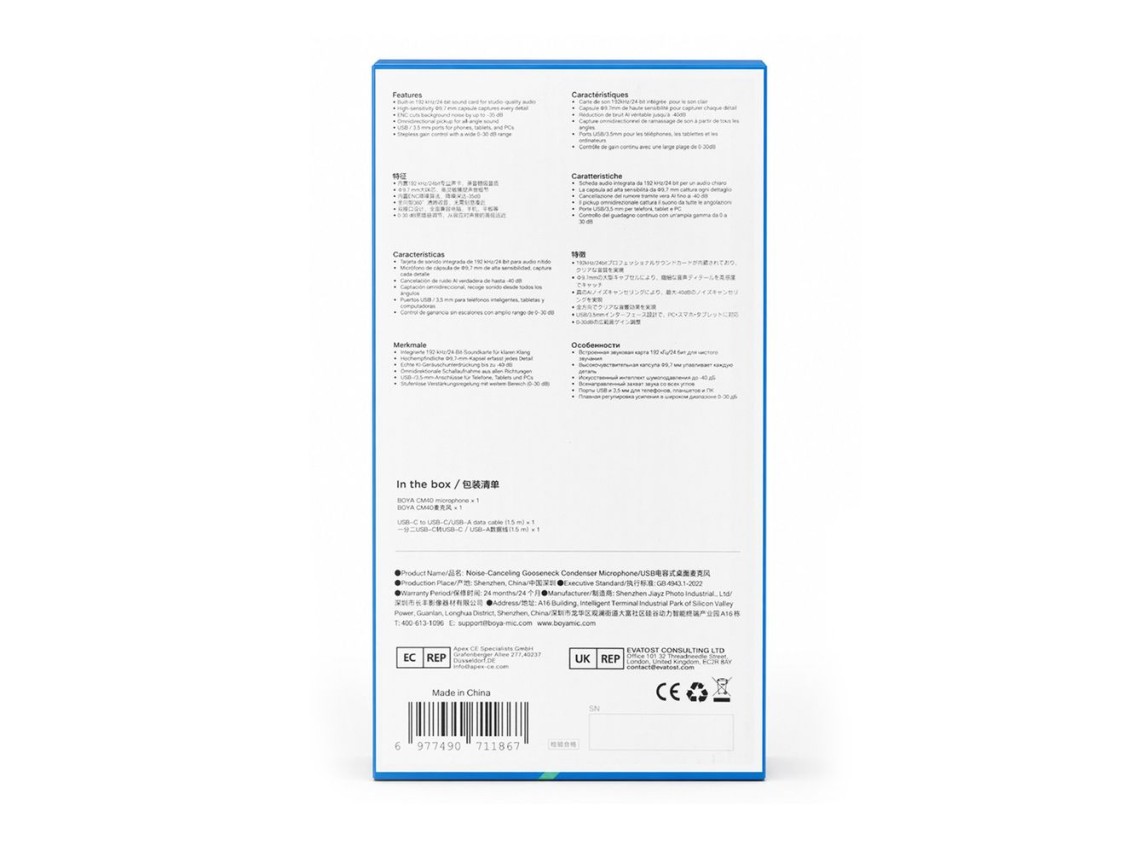 Microfone de conferência com fio BOYA CM40 - preto