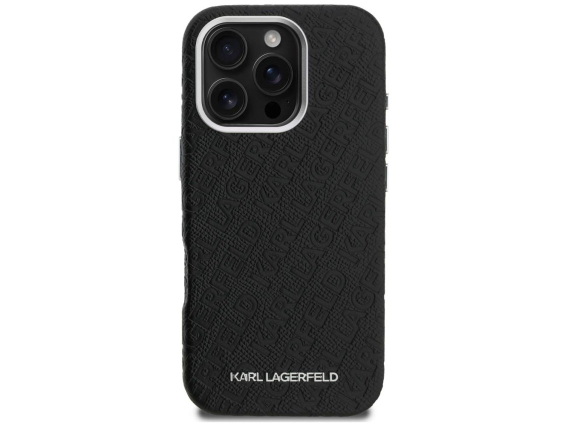 Capa Karl Lagerfeld FW Stamped Karl MagSafe para iPhone 16 Pro Max - Preta