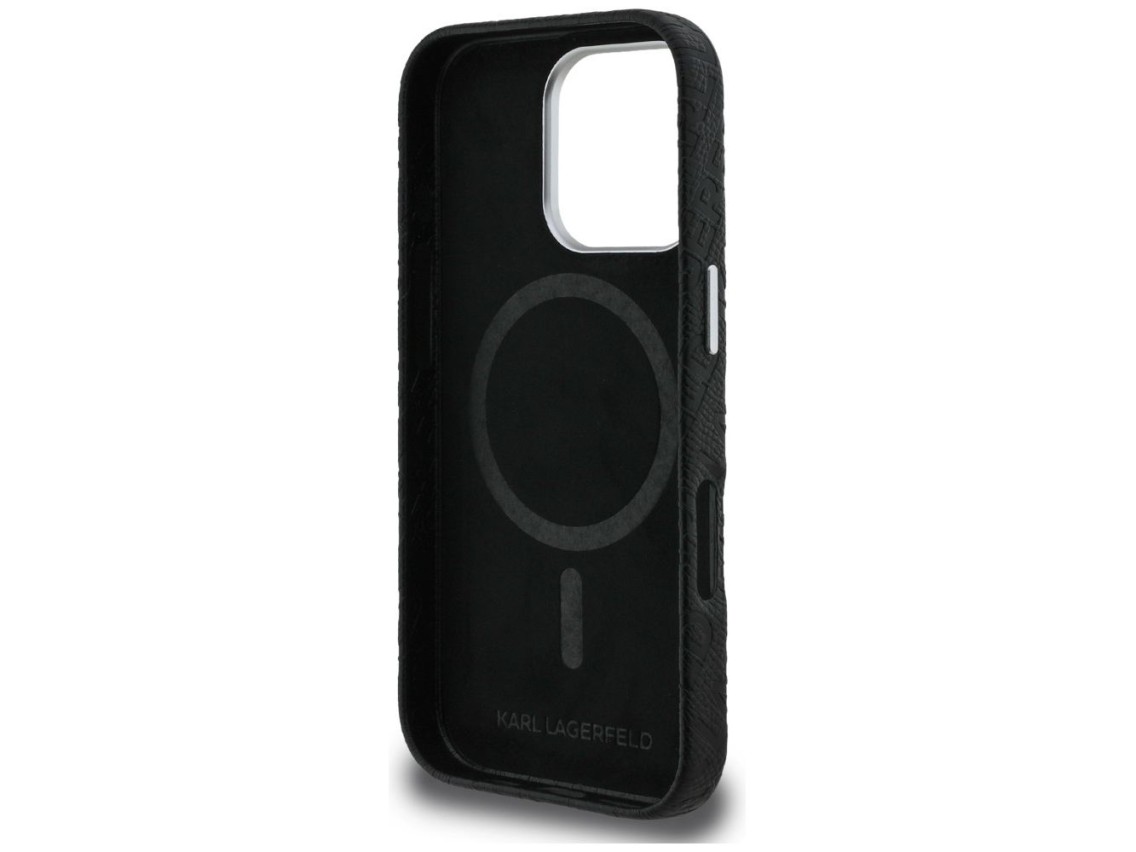 Capa Karl Lagerfeld FW Stamped Karl MagSafe para iPhone 16 Pro Max - Preta