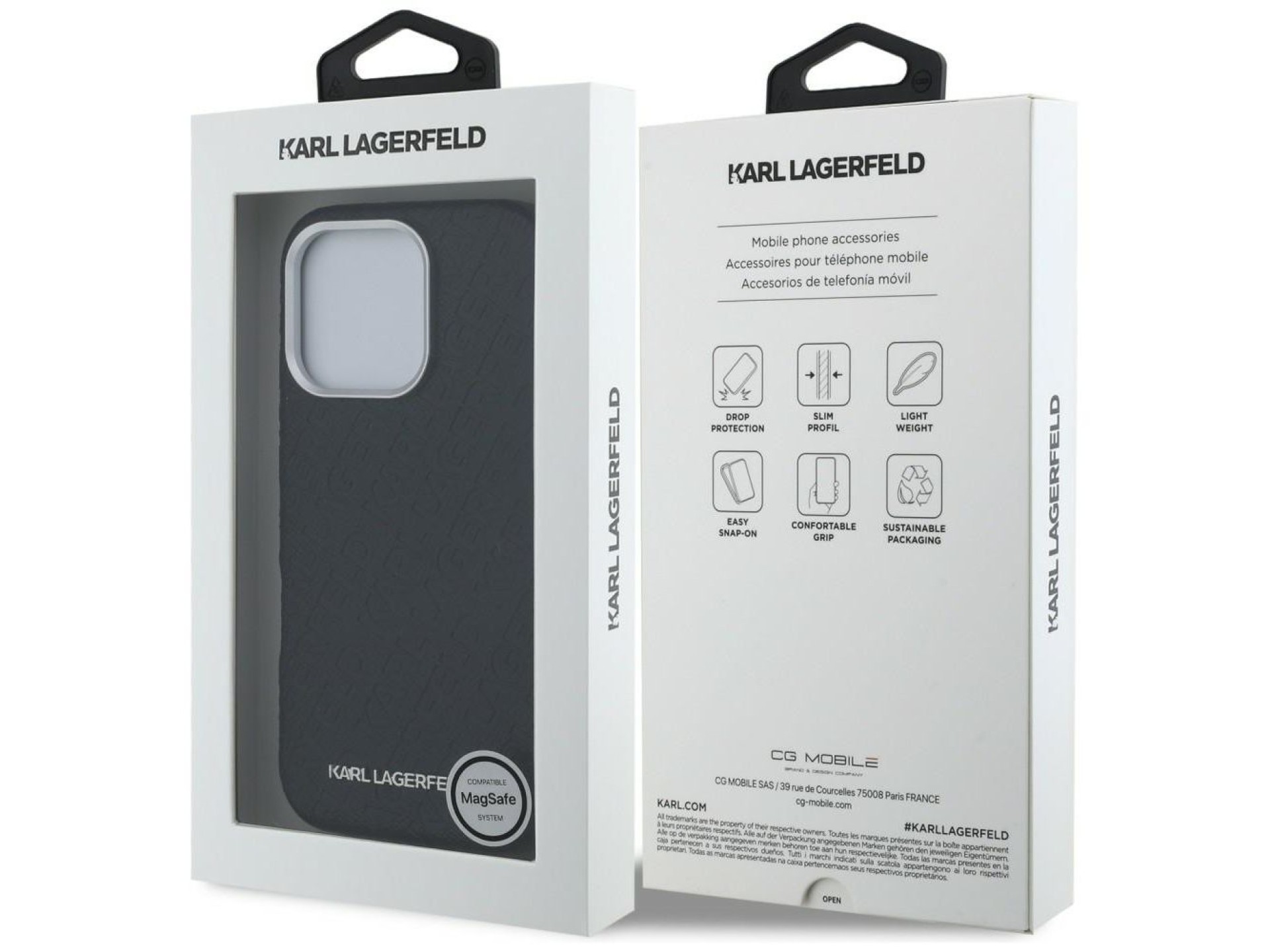 Karl Lagerfeld FW Stamped Karl MagSafe Case for iPhone 16 Pro - Black