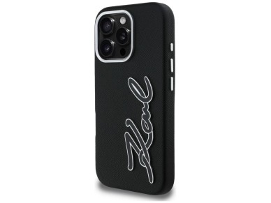 Karl Lagerfeld FW Grained Signature Logo iPhone 16 Pro Case - Black Karl Lagerfeld FW Grained Signature Logo iPhone 16 Pro Case - Black