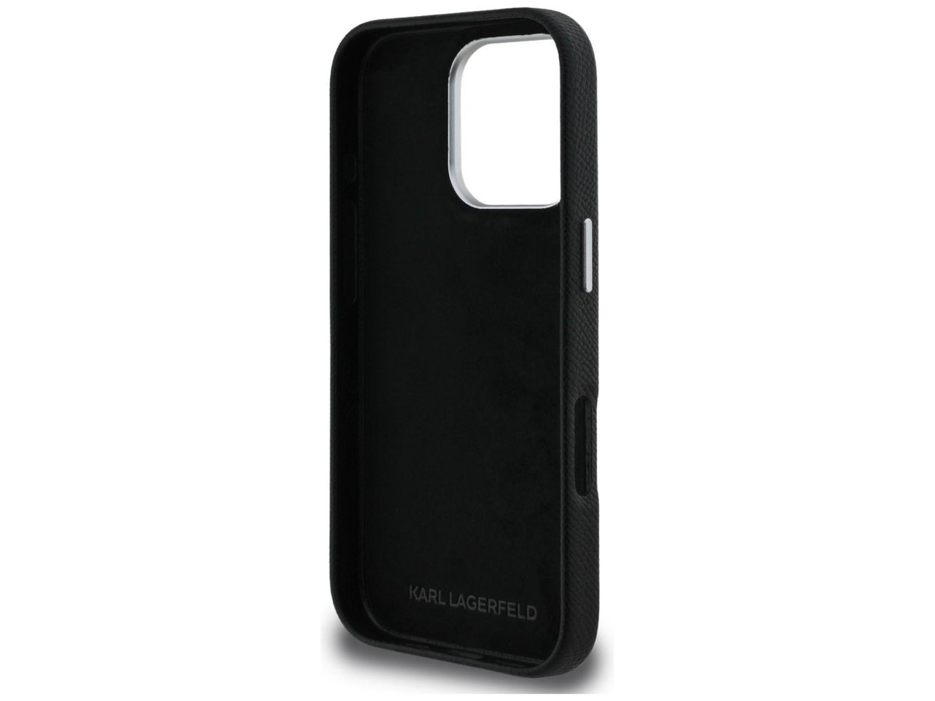 Karl Lagerfeld FW Grained Signature Logo Case for iPhone 16 Pro Max - Black