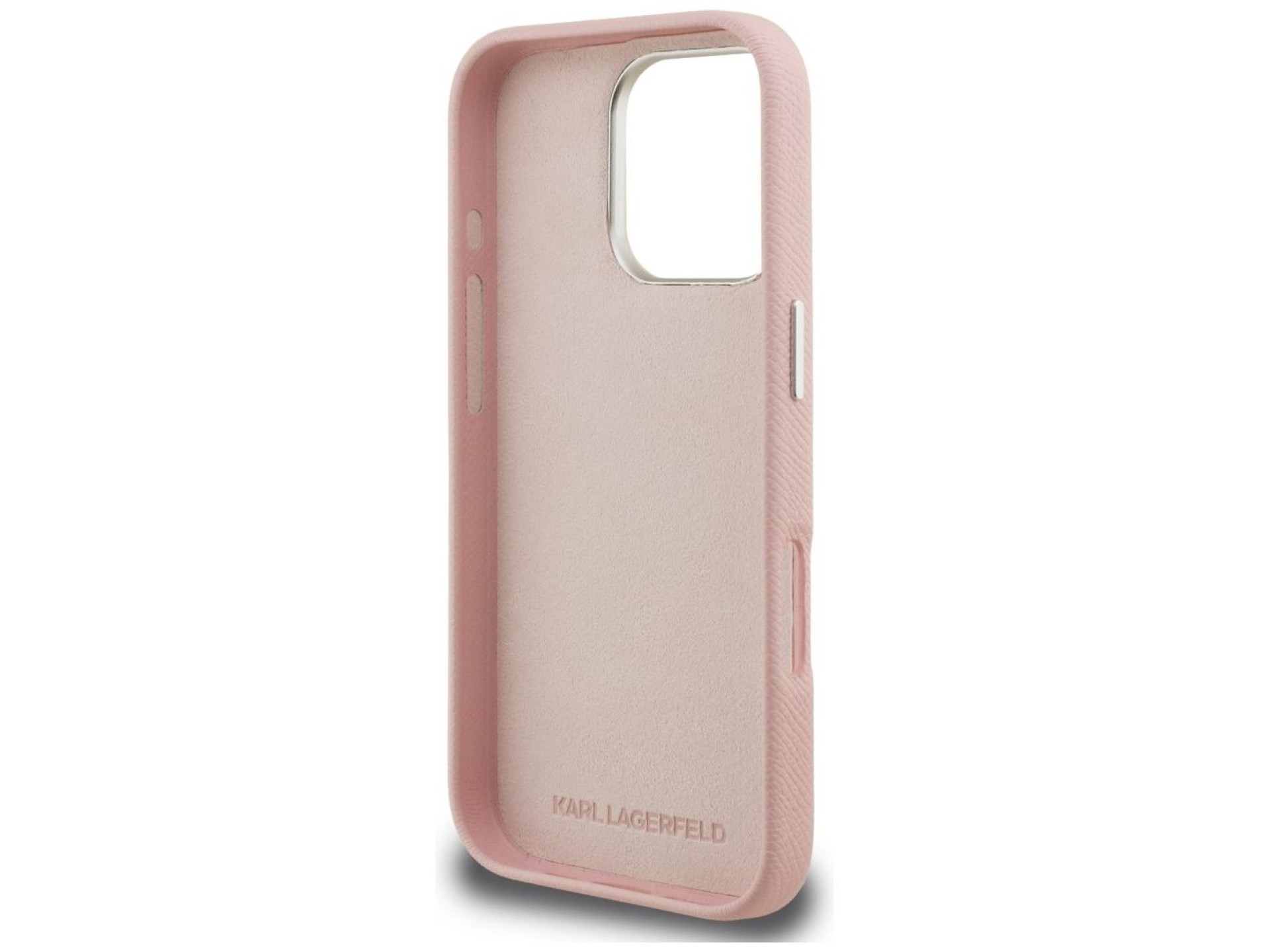 Karl Lagerfeld FW Grained Signature Logo iPhone 16 Pro Case - Pink