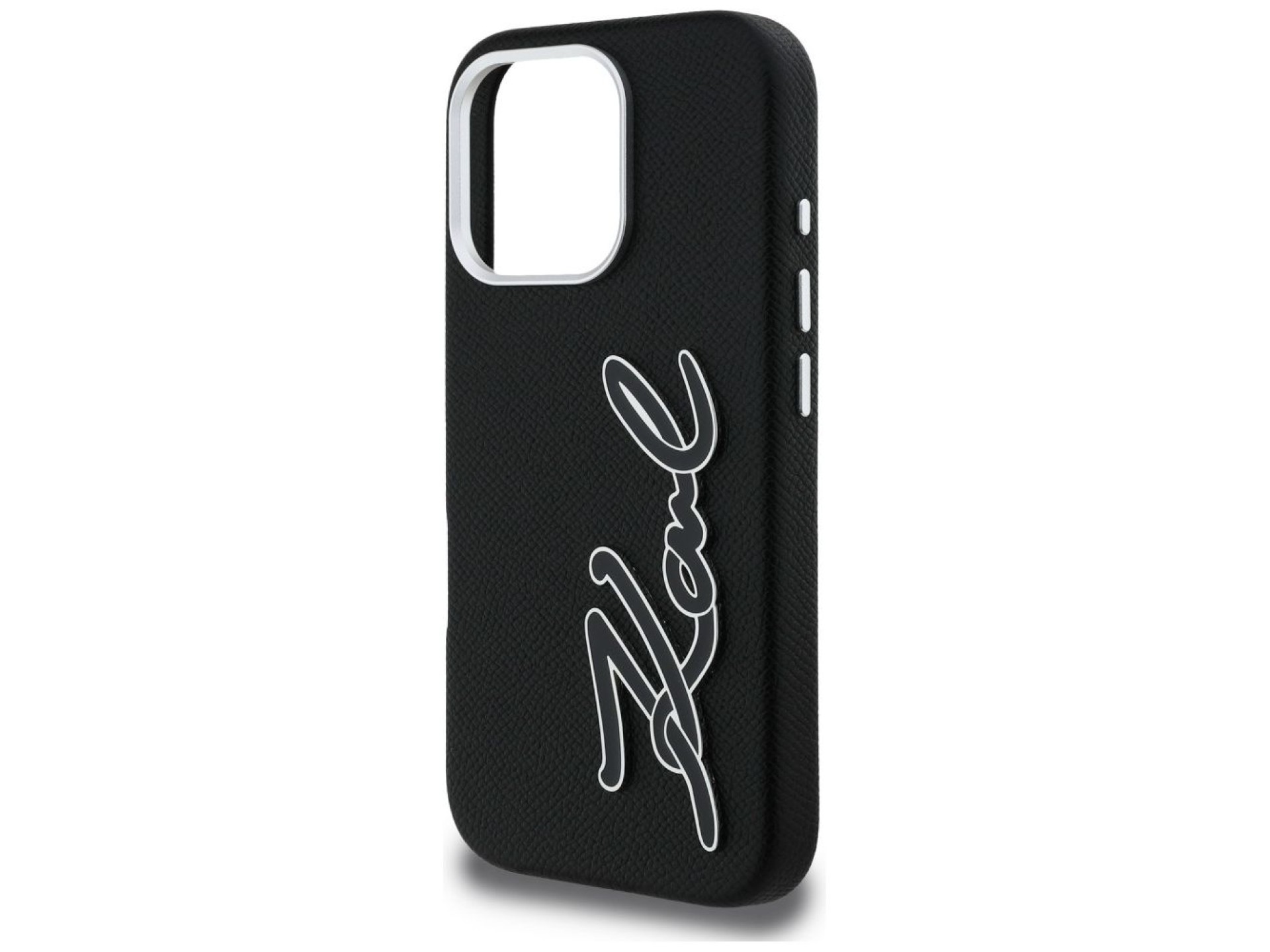 Karl Lagerfeld FW Grained Signature Logo iPhone 16 Pro Case - Black