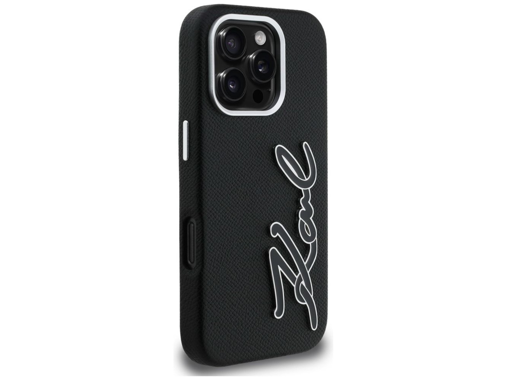 Karl Lagerfeld FW Grained Signature Logo Case for iPhone 16 Pro Max - Black