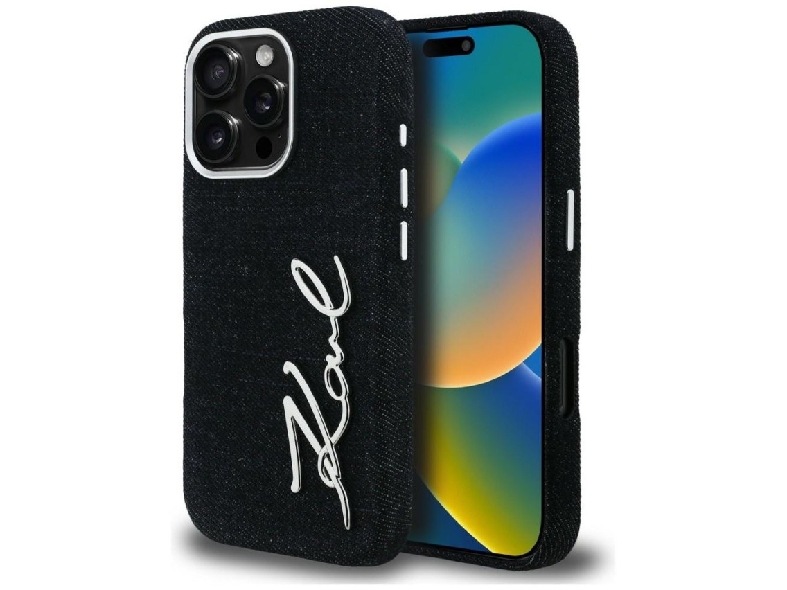 Karl Lagerfeld FW Jeans Signature Logo iPhone 16 Pro Case - Black
