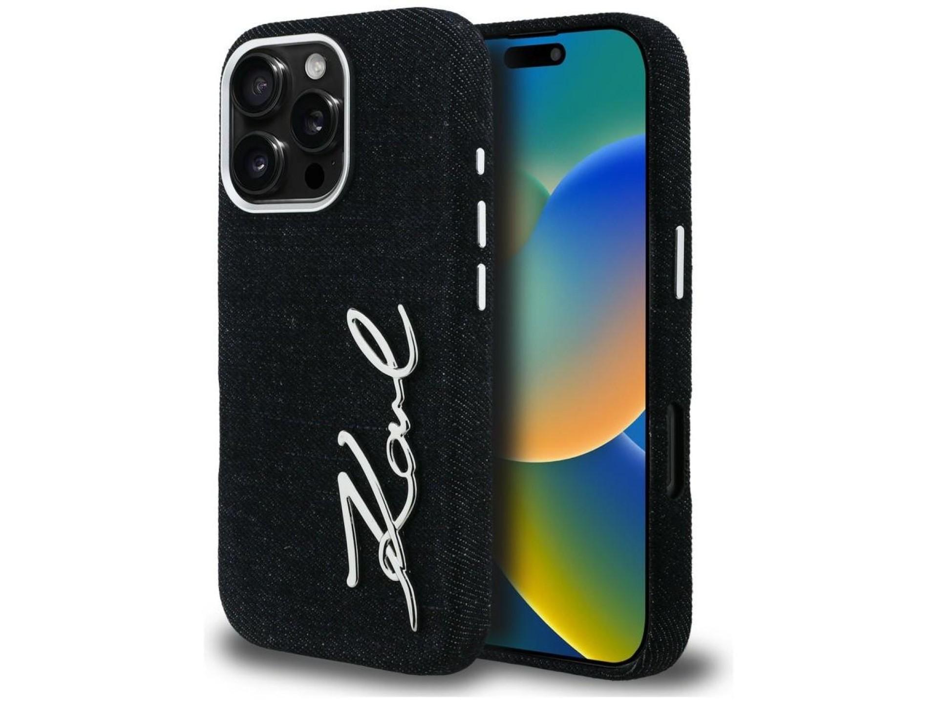 Karl Lagerfeld FW Jeans Signature Logo iPhone 16 Pro Case - Black