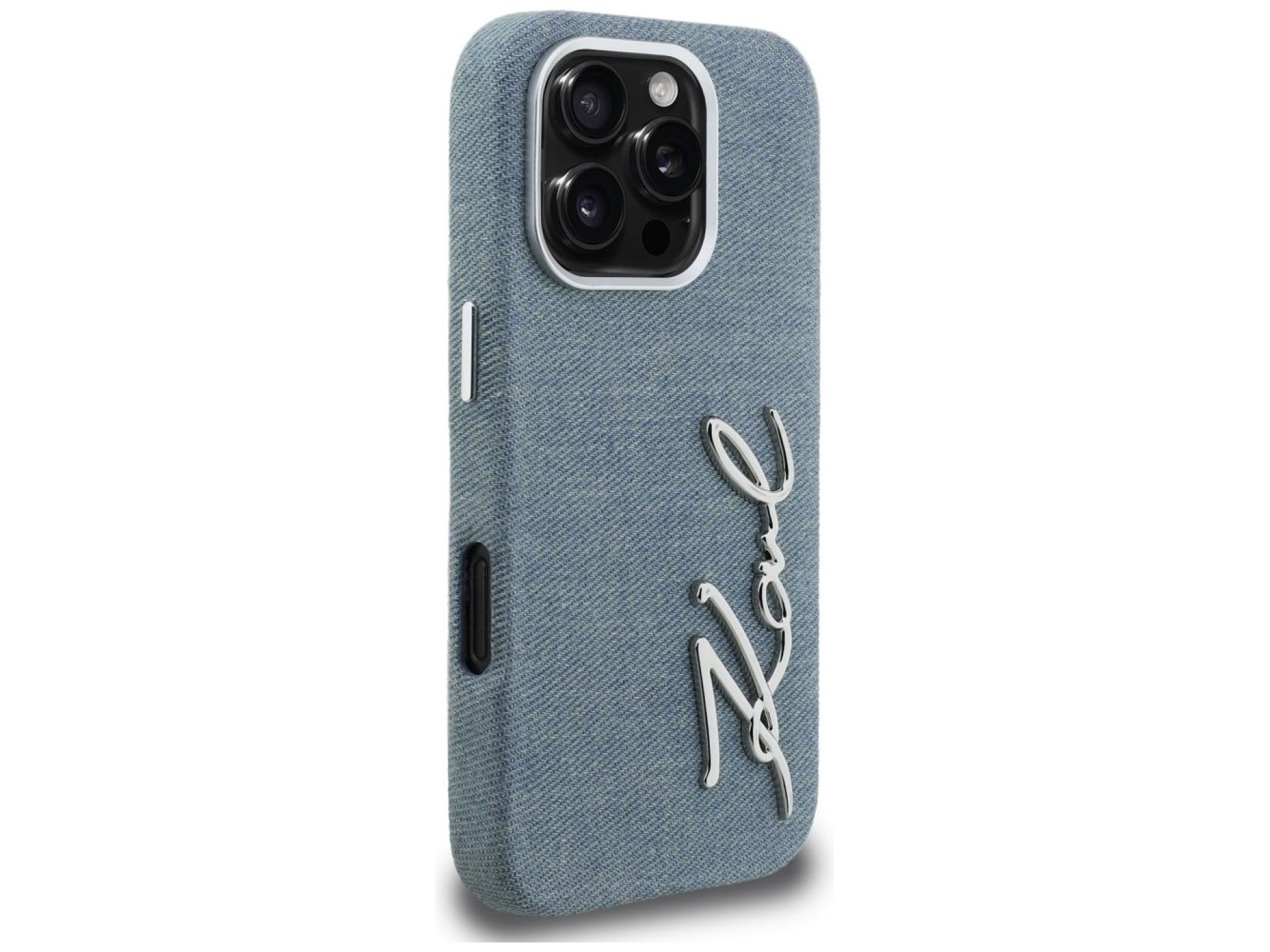 Capa para iPhone 16 Pro com o logotipo da assinatura Karl Lagerfeld FW Jeans - Azul