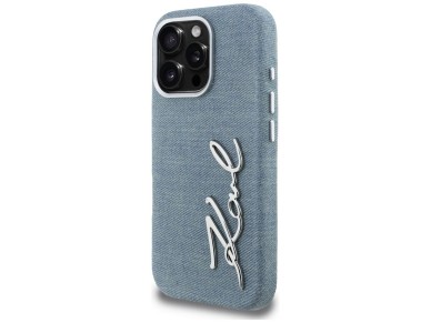 Capa para iPhone 16 Pro Max com o logotipo da coleção Karl Lagerfeld FW Jeans - Azul Capa para iPhone 16 Pro Max com o logotipo da coleção Karl Lagerfeld FW Jeans - Azul