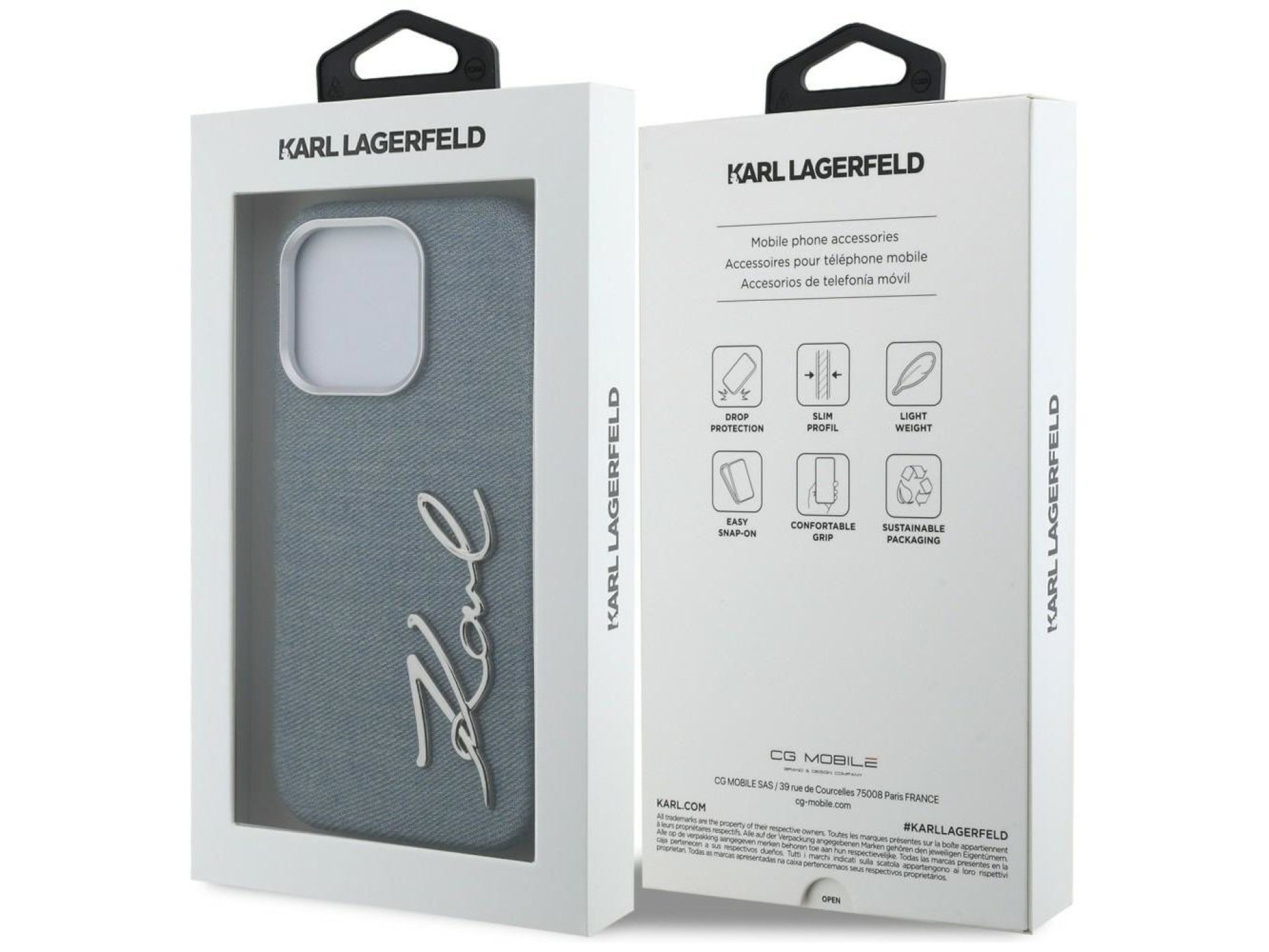 Karl Lagerfeld FW Jeans Signature Logo iPhone 16 Pro Case - Blue
