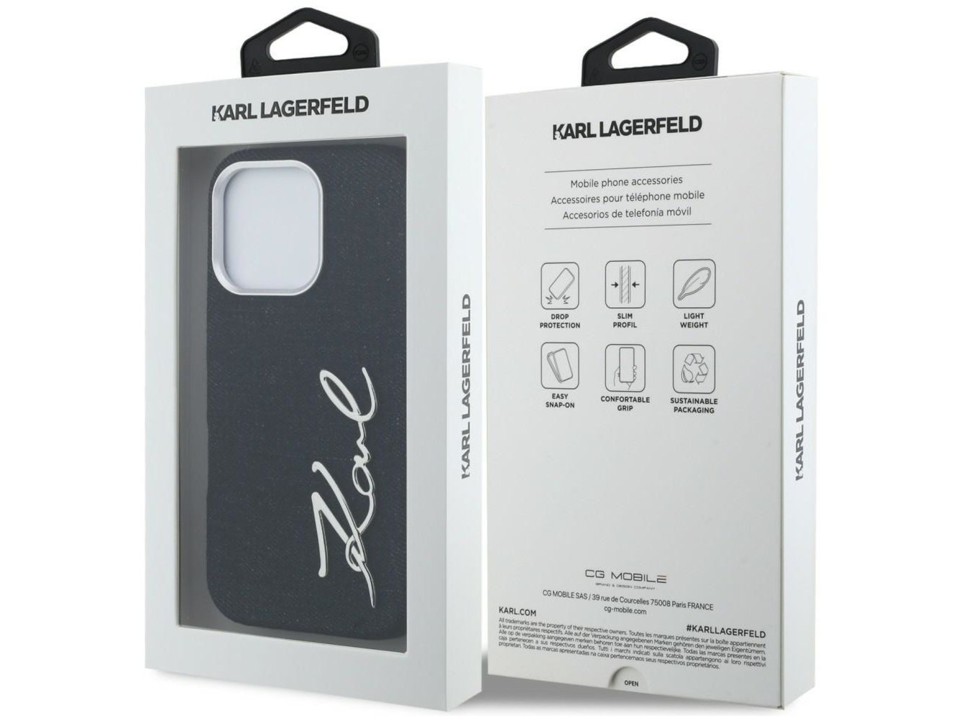 Karl Lagerfeld FW Jeans Signature Logo iPhone 16 Pro Case - Black
