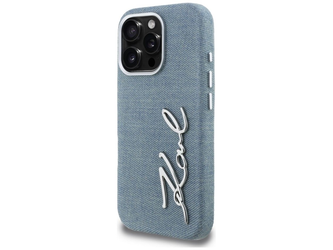 Karl Lagerfeld FW Jeans Signature Logo iPhone 16 Pro Max Case - Blue