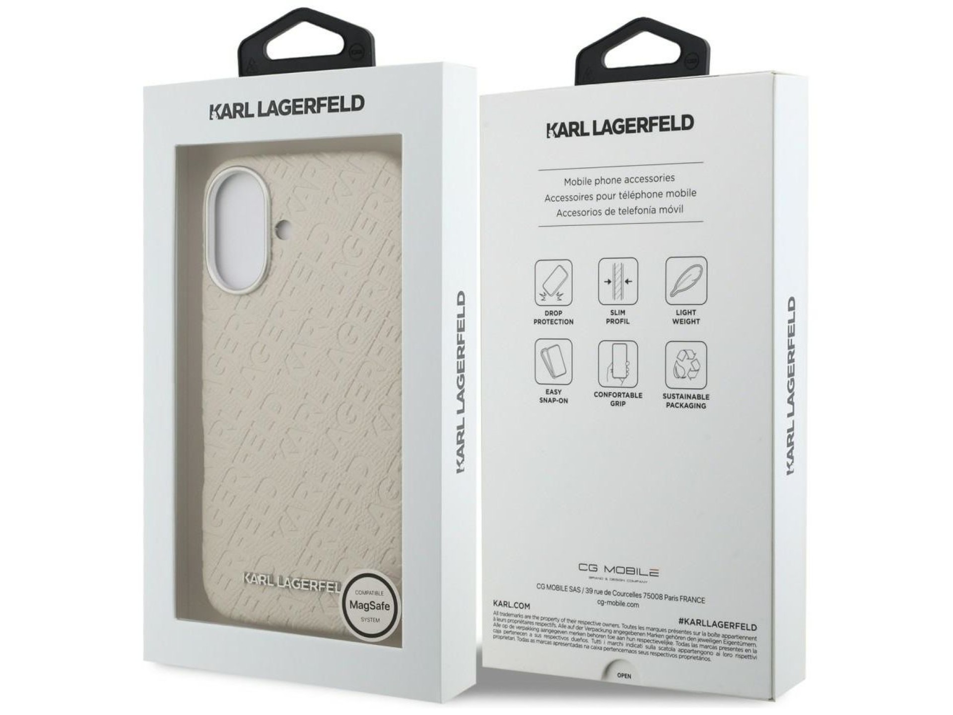 Funda Karl Lagerfeld FW estampada para iPhone 16 MagSafe - Beige