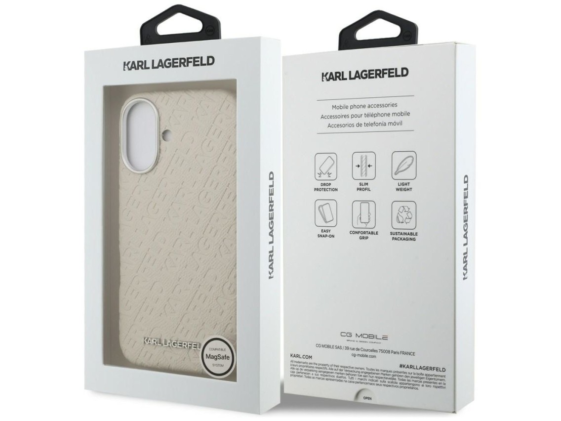Funda Karl Lagerfeld FW estampada para iPhone 16 MagSafe - Beige