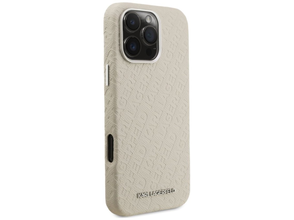 Capa Karl Lagerfeld FW Stamped Karl MagSafe para iPhone 16 Pro - Bege