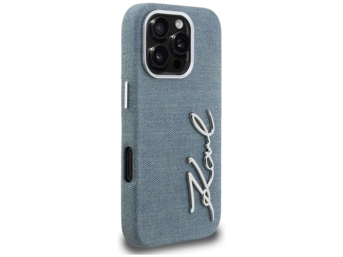 Karl Lagerfeld FW Jeans Signature Logo iPhone 16 Pro Max Case - Blue