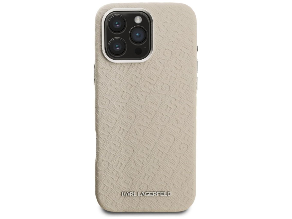 Capa Karl Lagerfeld FW Stamped Karl MagSafe para iPhone 16 Pro - Bege