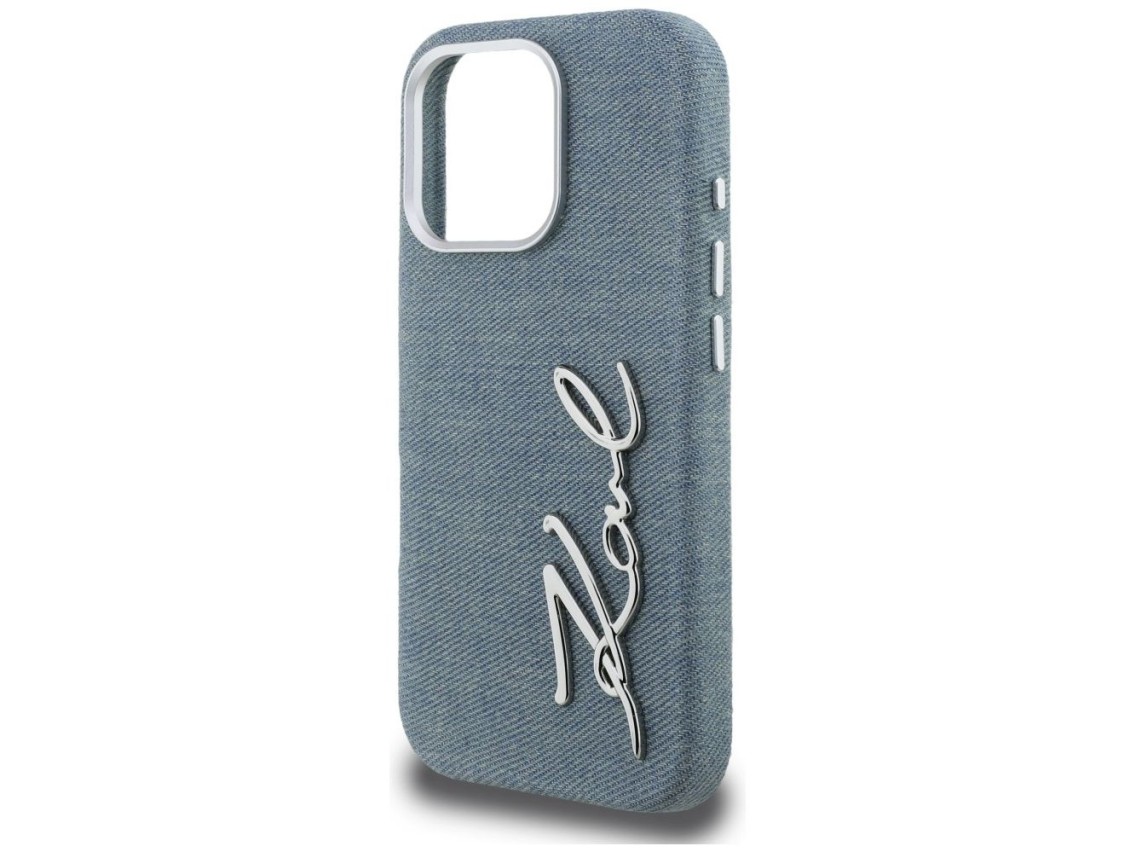 Karl Lagerfeld FW Jeans Signature Logo iPhone 16 Pro Max Case - Blue