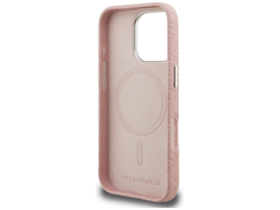 Capa Karl Lagerfeld FW Stamped Karl MagSafe para iPhone 16 Pro - Rosa