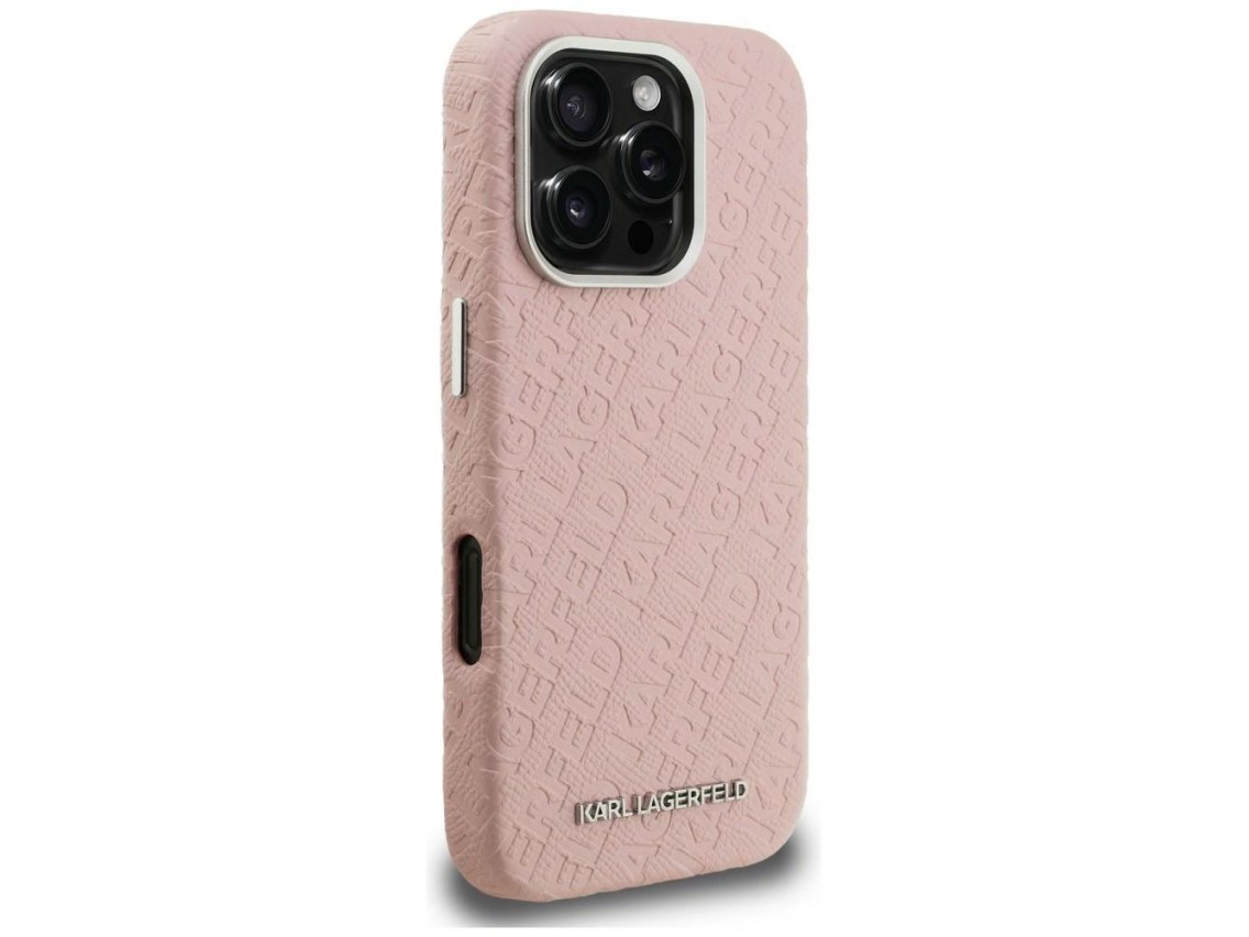 Funda Karl Lagerfeld FW estampada con el logo de Karl MagSafe para iPhone 16 Pro Max - Rosa