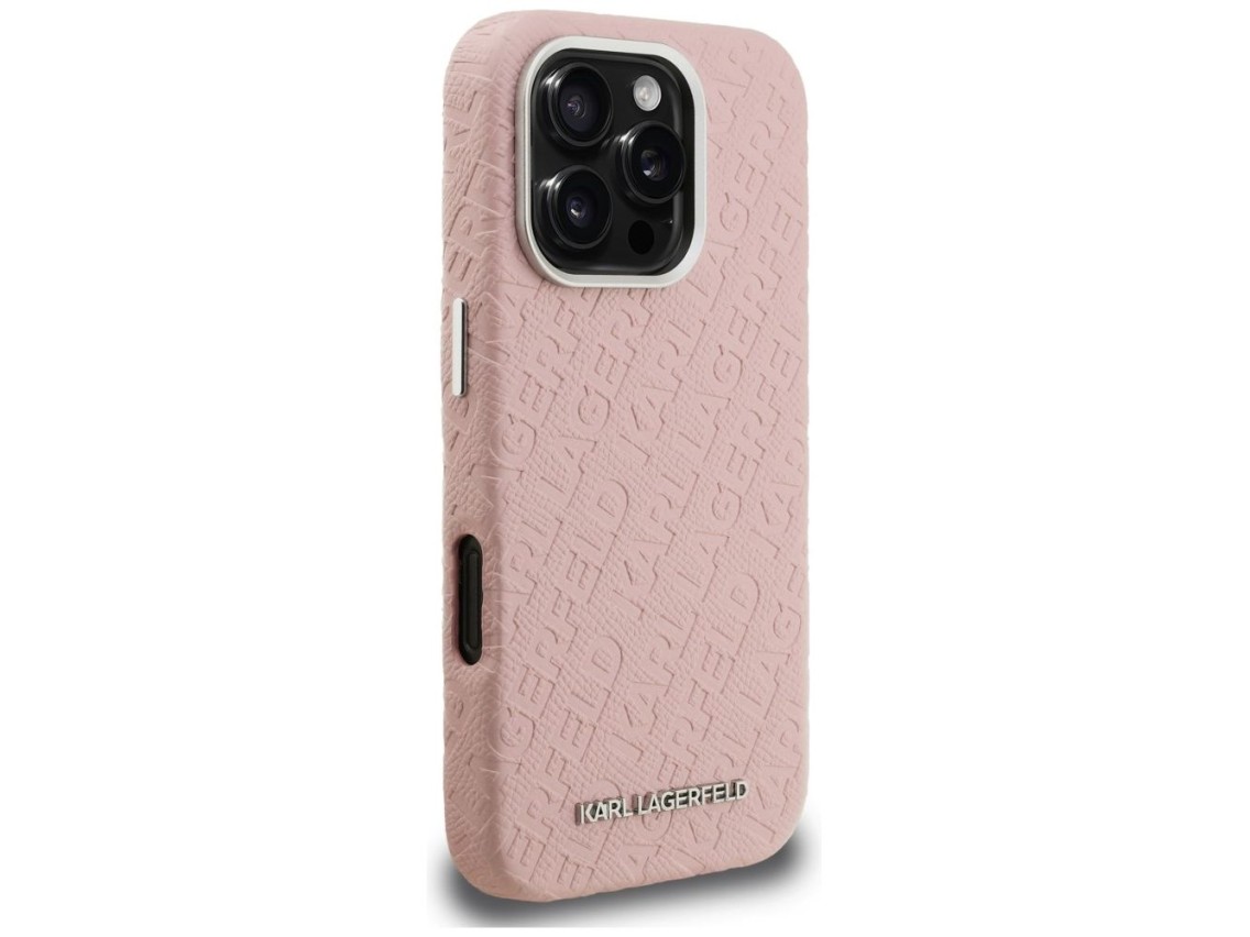 Capa Karl Lagerfeld FW Stamped Karl MagSafe para iPhone 16 Pro - Rosa