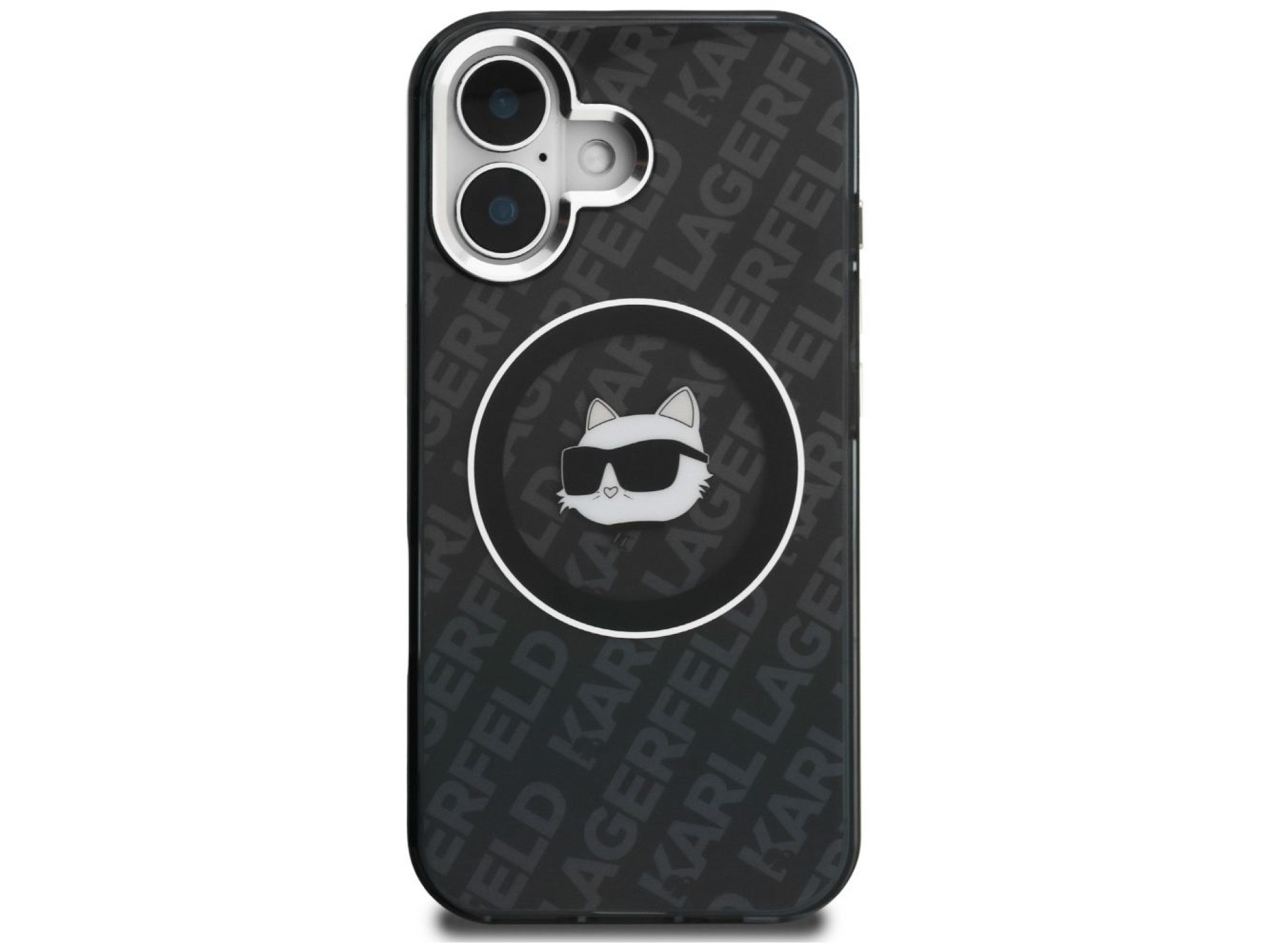 Capa MagSafe Karl Lagerfeld IML Choupette Head Logo para iPhone 16 - Preta