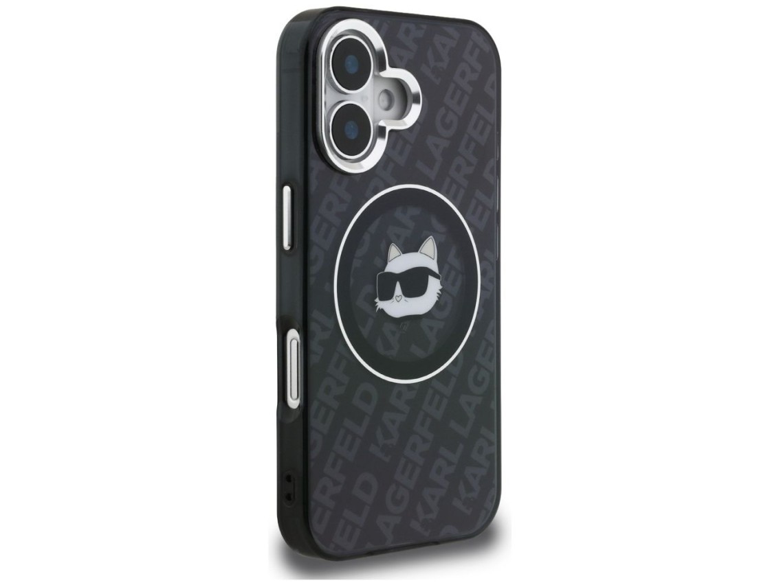 Capa MagSafe Karl Lagerfeld IML Choupette Head Logo para iPhone 16 - Preta