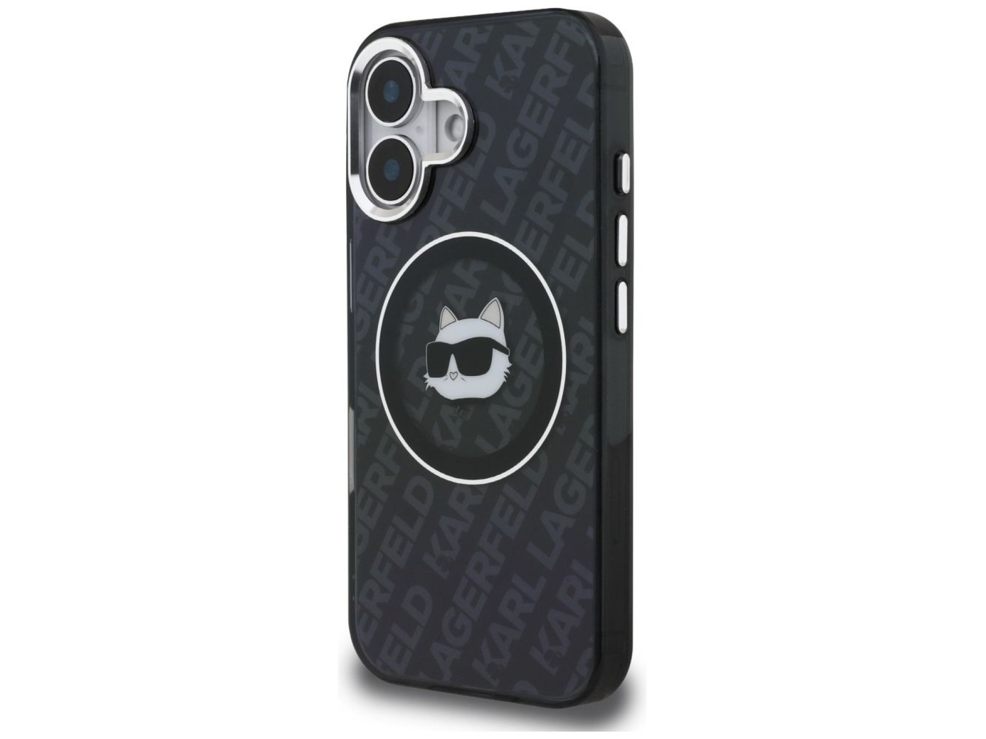 Capa MagSafe Karl Lagerfeld IML Choupette Head Logo para iPhone 16 - Preta