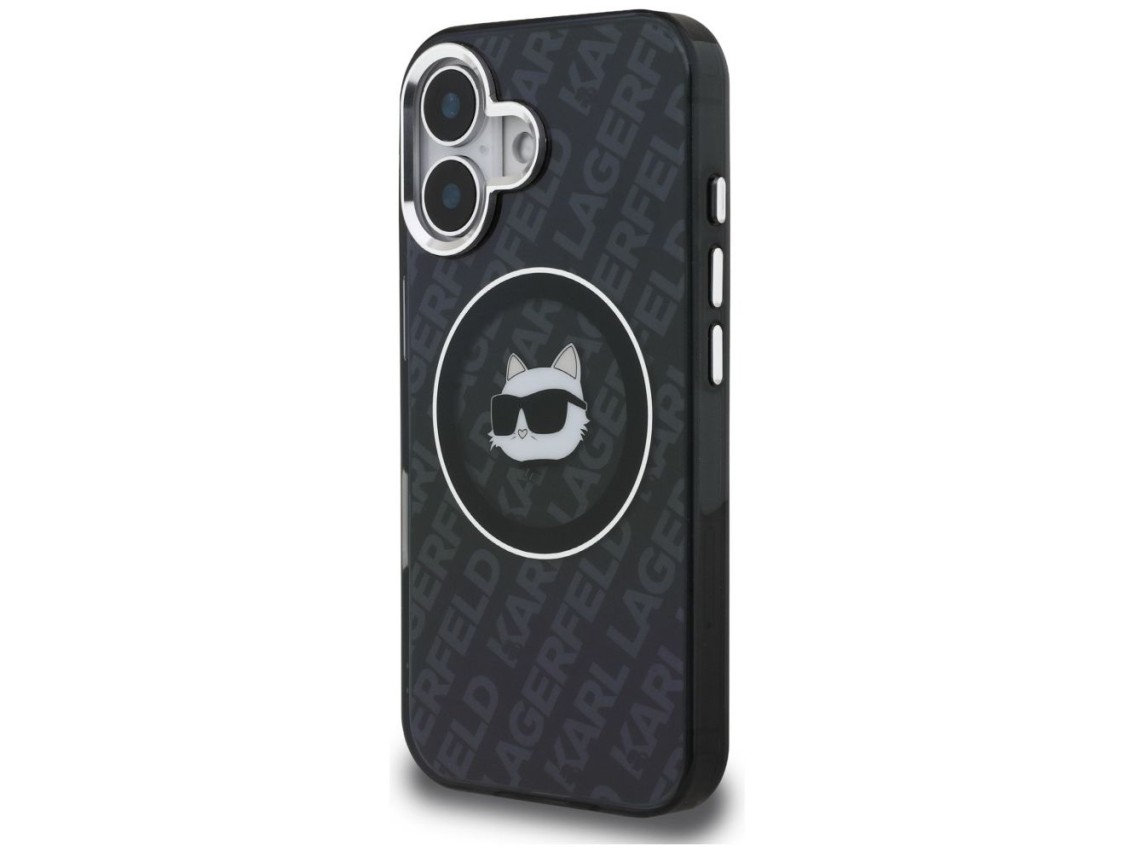 Capa MagSafe Karl Lagerfeld IML Choupette Head Logo para iPhone 16 - Preta