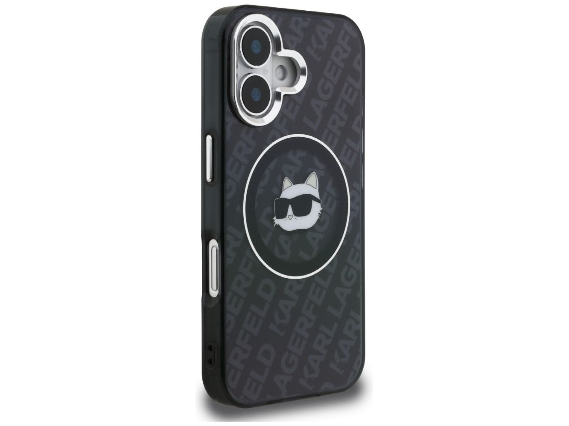 Capa MagSafe Karl Lagerfeld IML Choupette Head Logo para iPhone 16 - Preta
