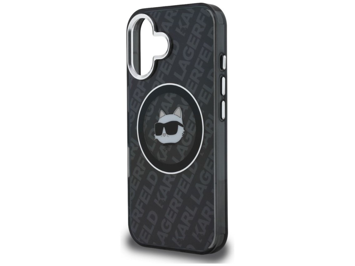 Capa MagSafe Karl Lagerfeld IML Choupette Head Logo para iPhone 16 - Preta