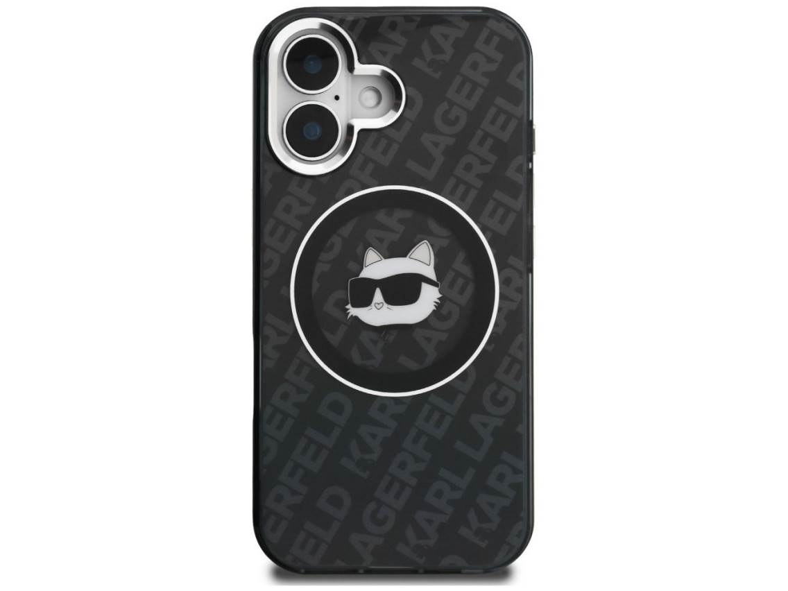 Capa MagSafe Karl Lagerfeld IML Choupette Head Logo para iPhone 16 - Preta