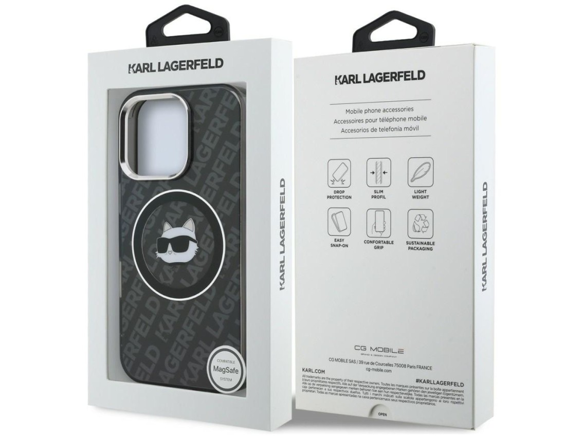 Karl Lagerfeld IML Choupette Head Logo MagSafe Case for iPhone 16 Pro - Black