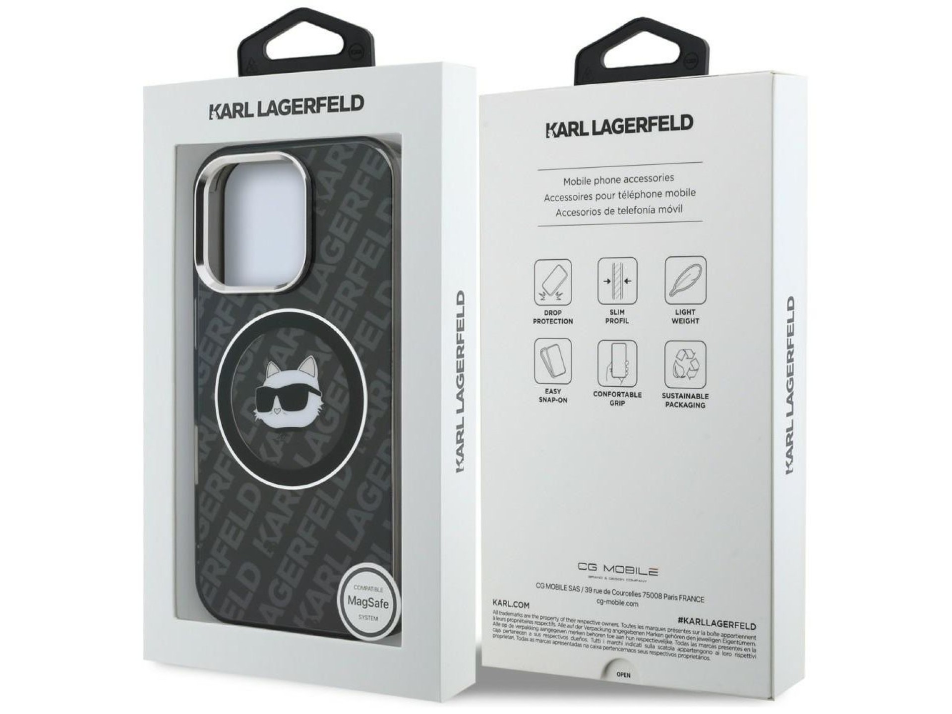 Funda MagSafe con logo de la cabeza de Choupette de Karl Lagerfeld IML para iPhone 16 Pro Max - Negr