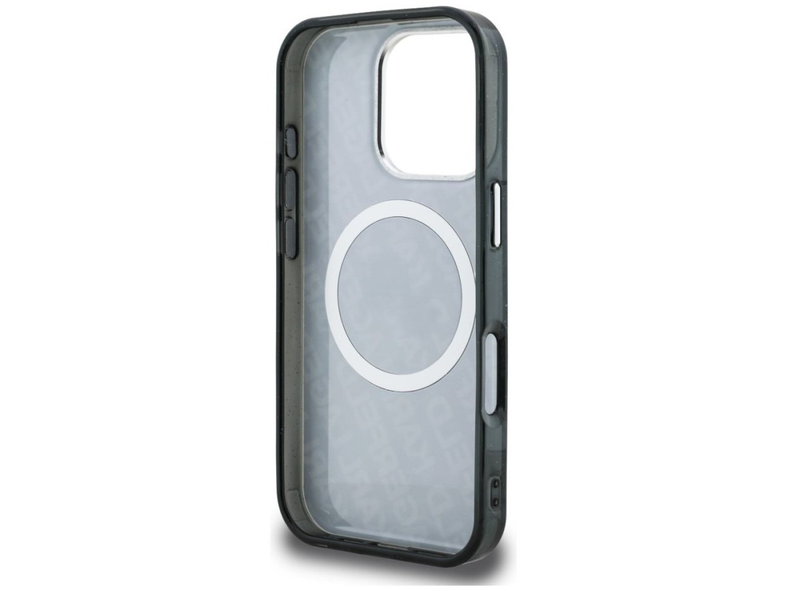 Funda MagSafe Karl Lagerfeld IML Glitter Karl & Choupette Heads para iPhone 16 Pro - Negra