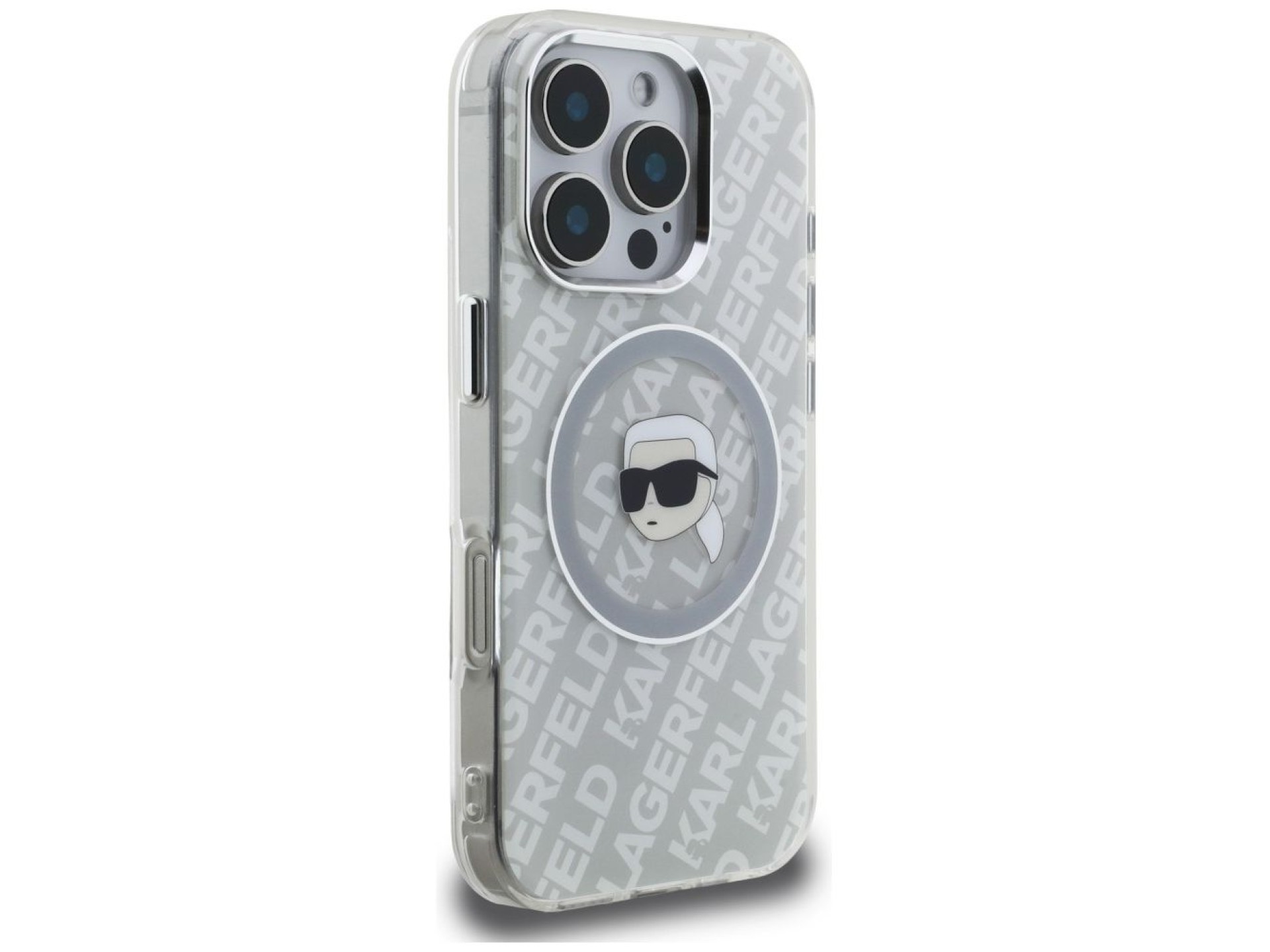 Funda Karl Lagerfeld IML con logo Karl Head MagSafe para iPhone 16 Pro - Gris