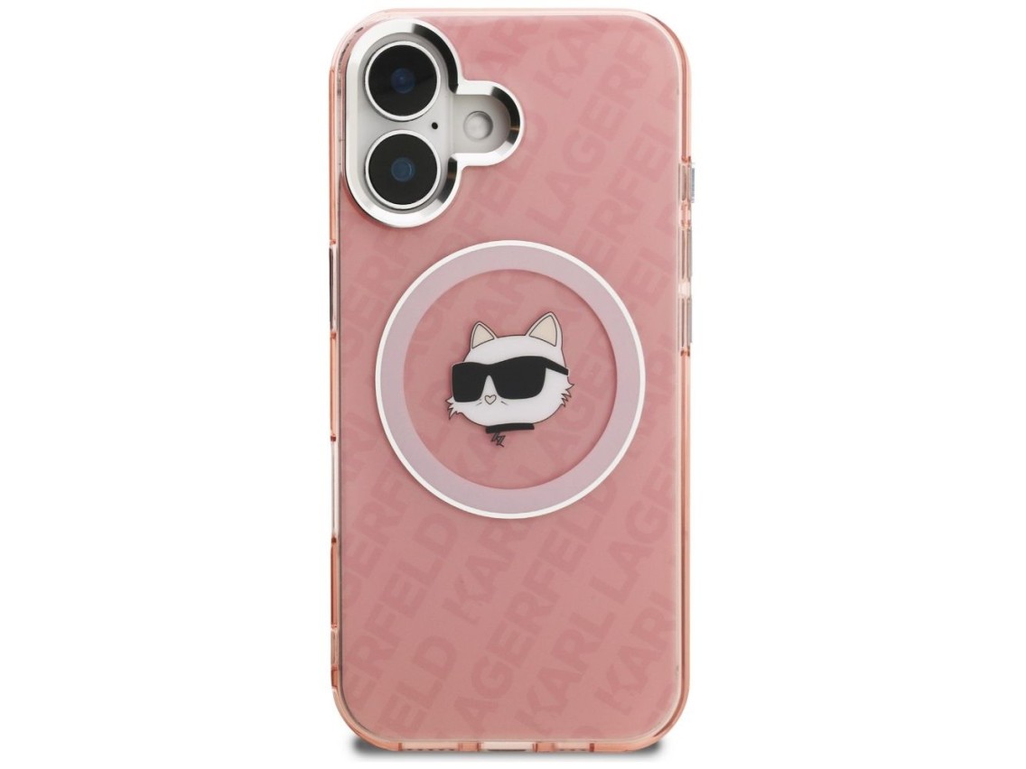 Karl Lagerfeld IML Choupette Head Logo MagSafe iPhone 16 Case - Pink